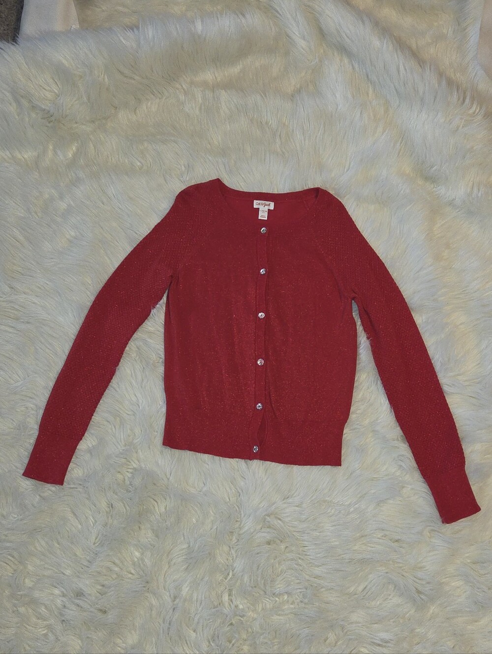 Cat & Jack Red Button-Up Knit Cardigan